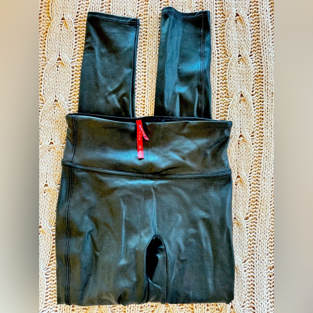 Spanx black fake leather leggings - Small NWOT